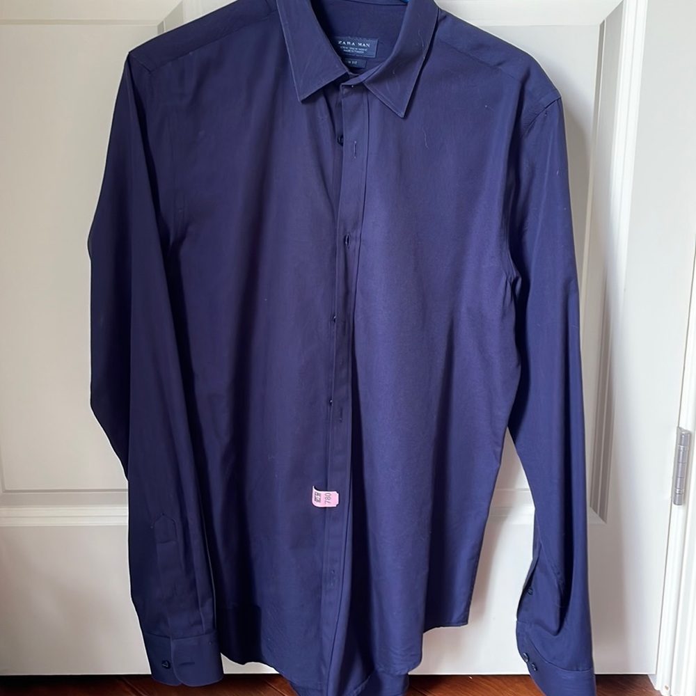 Zara man navy button down size M slim fit